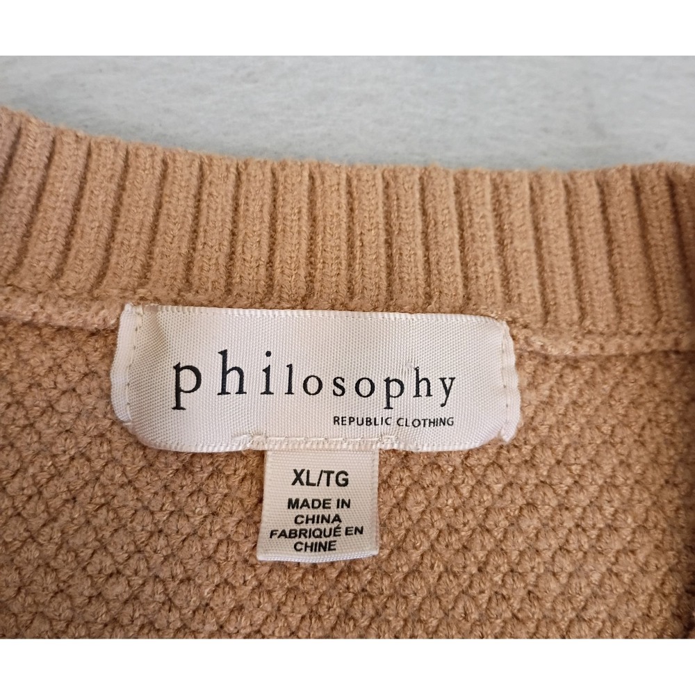 Philosophy Republic Women's XL? Brown‎ Sweater Cable Knit Long Sleeve Crew Neck - Picture 7 of 11